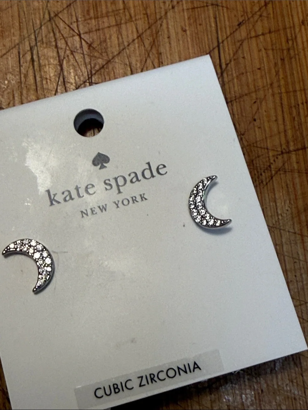 kate spade silver crescent moon crystal stud earrings